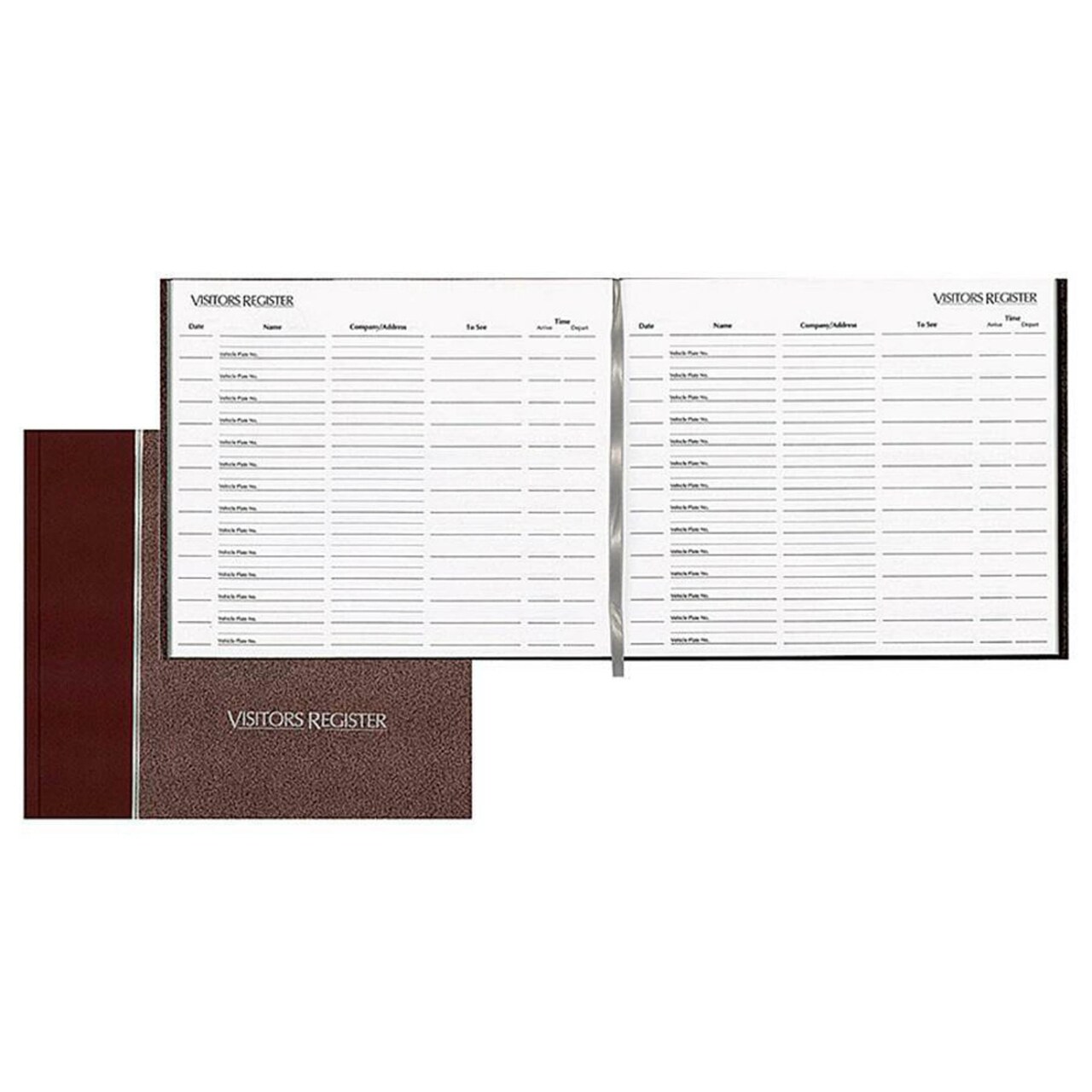 National Rediform Hardcover Visitors Register - 128 Sheet(s) - Thread Sewn - 9.87" x 8.50" Sheet Size - Burgundy - White Sheet(s)